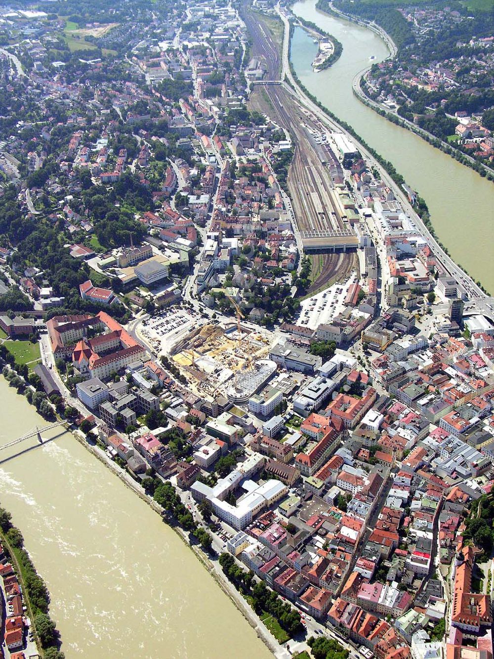 Luftbild Passau - Bauprojekt Neue Mitte - Passau