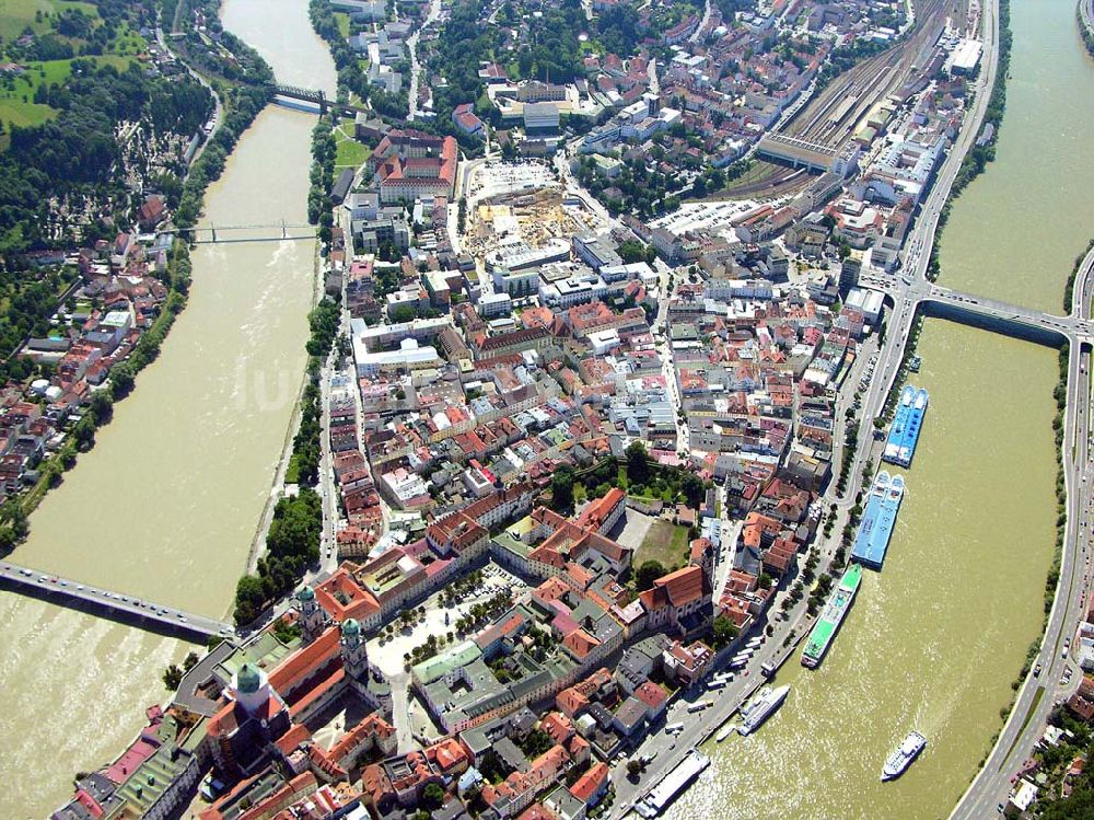 Passau von oben - Bauprojekt Neue Mitte - Passau