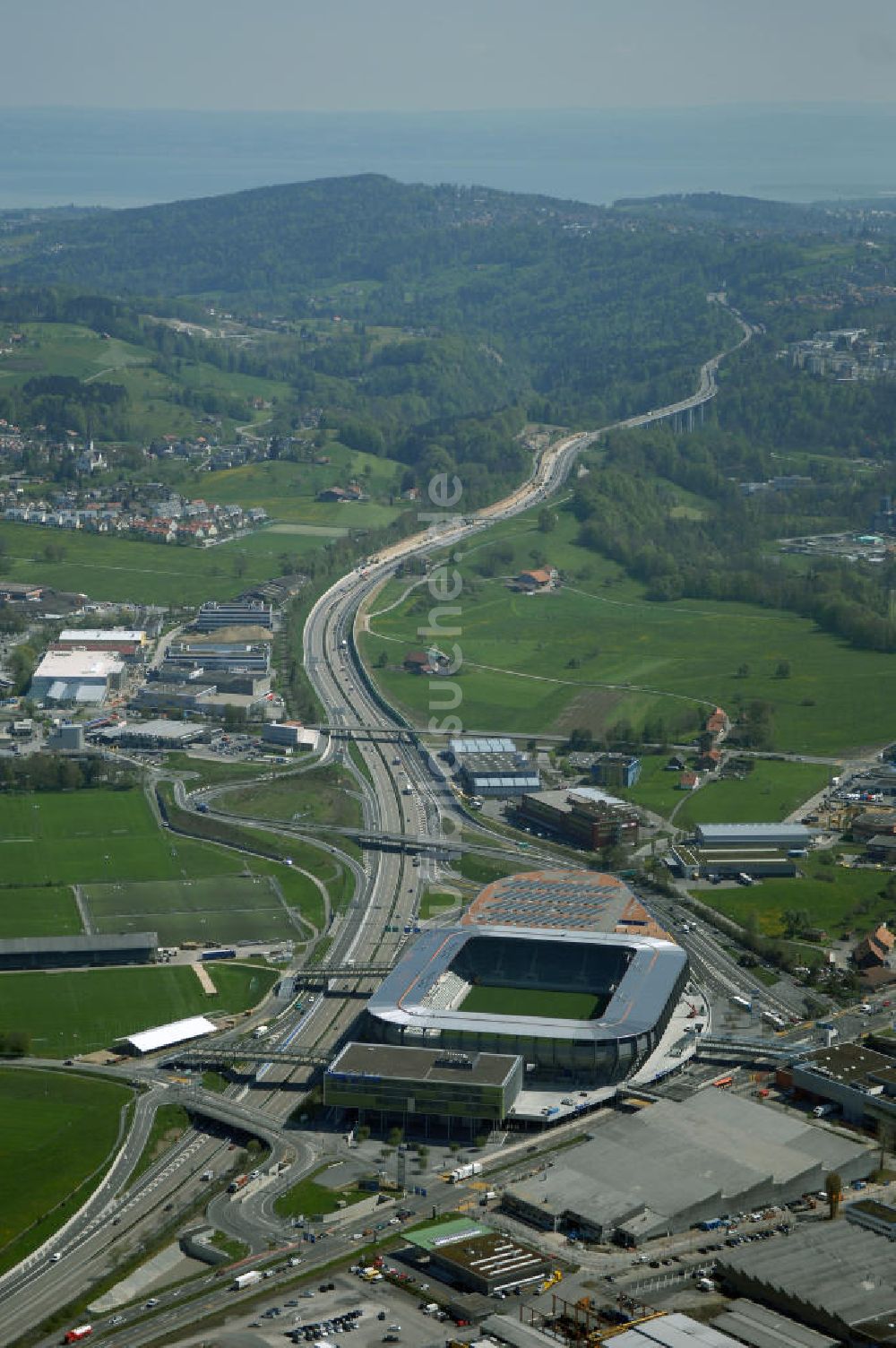 Luftbild St. Gallen - Baustelle der AFG Arena, sie ist das künftige Fussballstadion des FC St. Gallen im Westen der Stadt St. Gallen