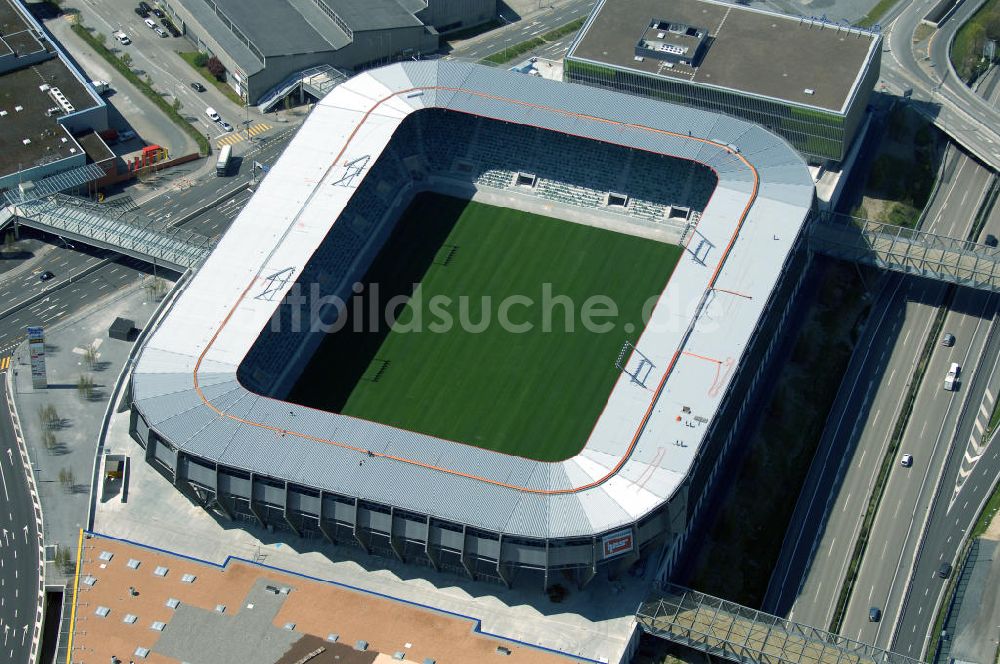 St. Gallen von oben - Baustelle der AFG Arena, sie ist das künftige Fussballstadion des FC St. Gallen im Westen der Stadt St. Gallen