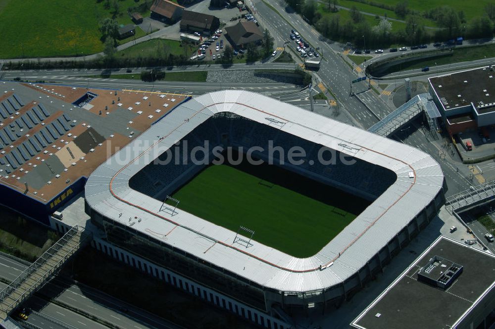 St. Gallen von oben - Baustelle der AFG Arena, sie ist das künftige Fussballstadion des FC St. Gallen im Westen der Stadt St. Gallen