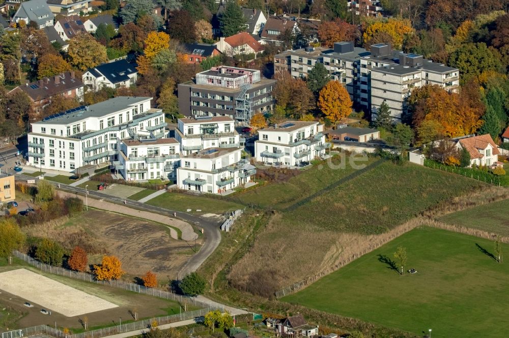 Hamm aus der Vogelperspektive: Baustelle Ahse-Residenz zum Neubau einer Mehrfamilienhaus-Wohnanlage an der Marker Allee in Hamm im Bundesland Nordrhein-Westfalen