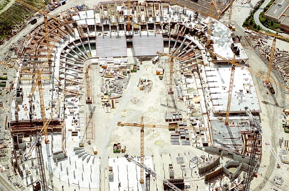 München aus der Vogelperspektive: Baustelle der Allianz Arena in München im Bundesland Bayern