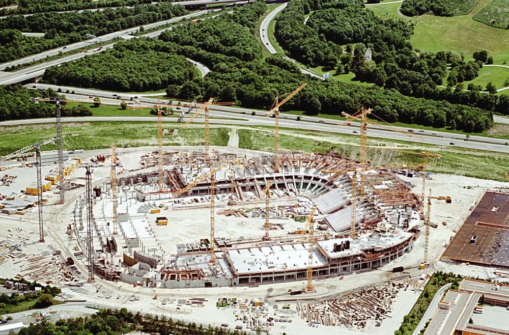 München von oben - Baustelle der Allianz Arena in München im Bundesland Bayern