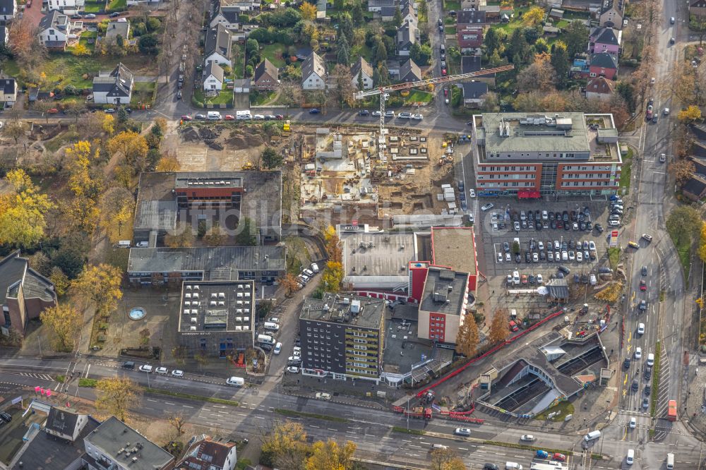 Luftaufnahme Duisburg - Baustelle altersgerechter Wohnanlage im Ortsteil Buchholz in Duisburg im Bundesland Nordrhein-Westfalen, Deutschland