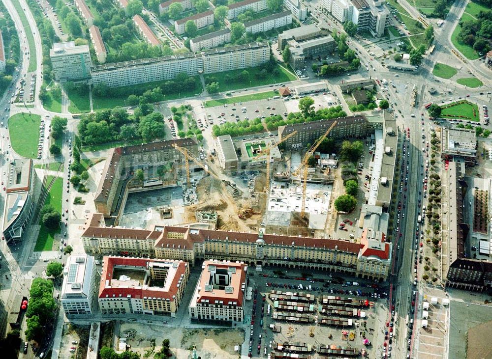 Luftaufnahme Dresden / Sachsen - Baustelle der Altmarkt-Galerie der ECE in der Dresdner Innenstadt.