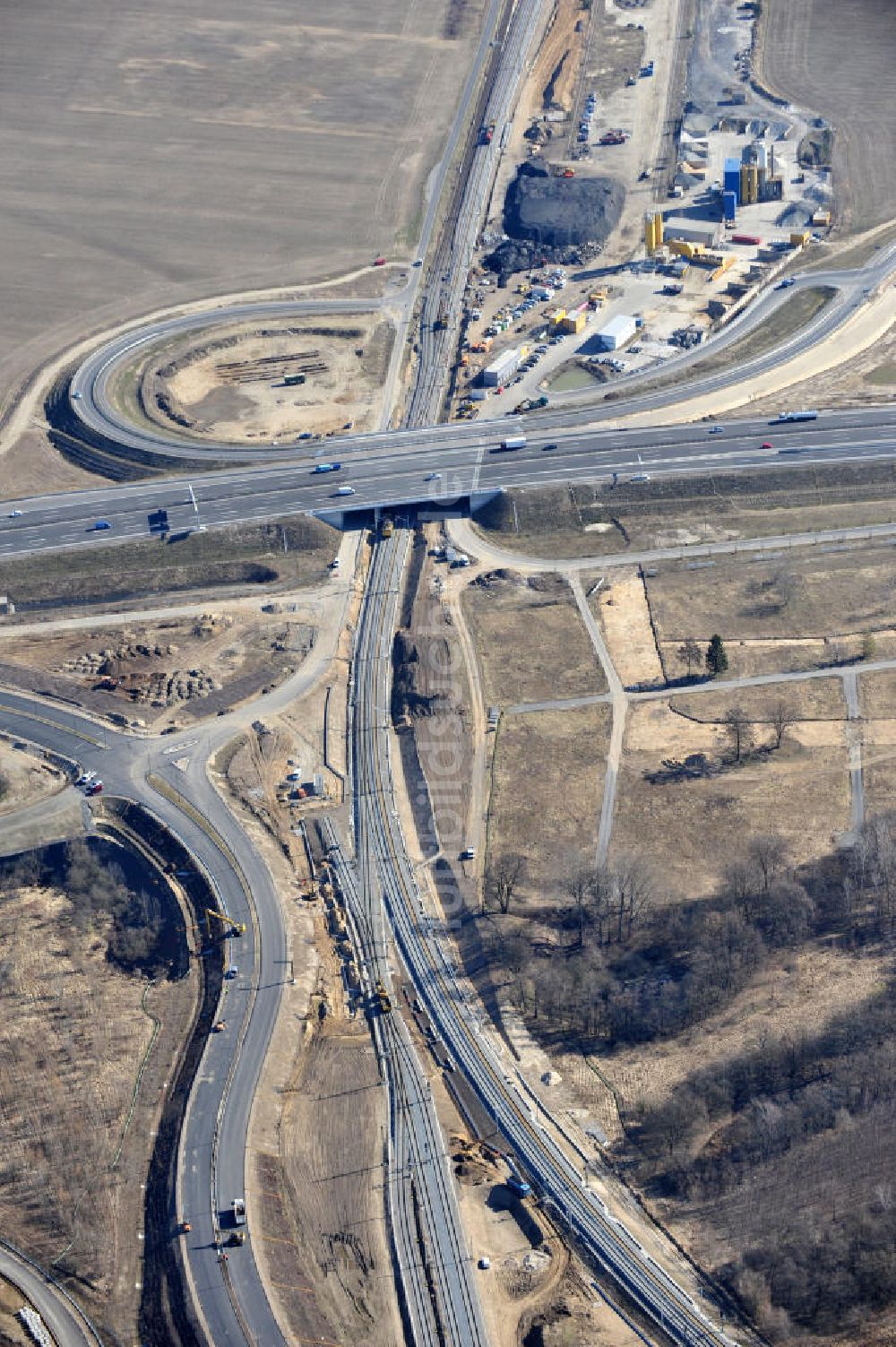 Luftbild Waltersdorf - Baustelle A 113 Anschlusstelle Flughafen BBI in Waltersdorf