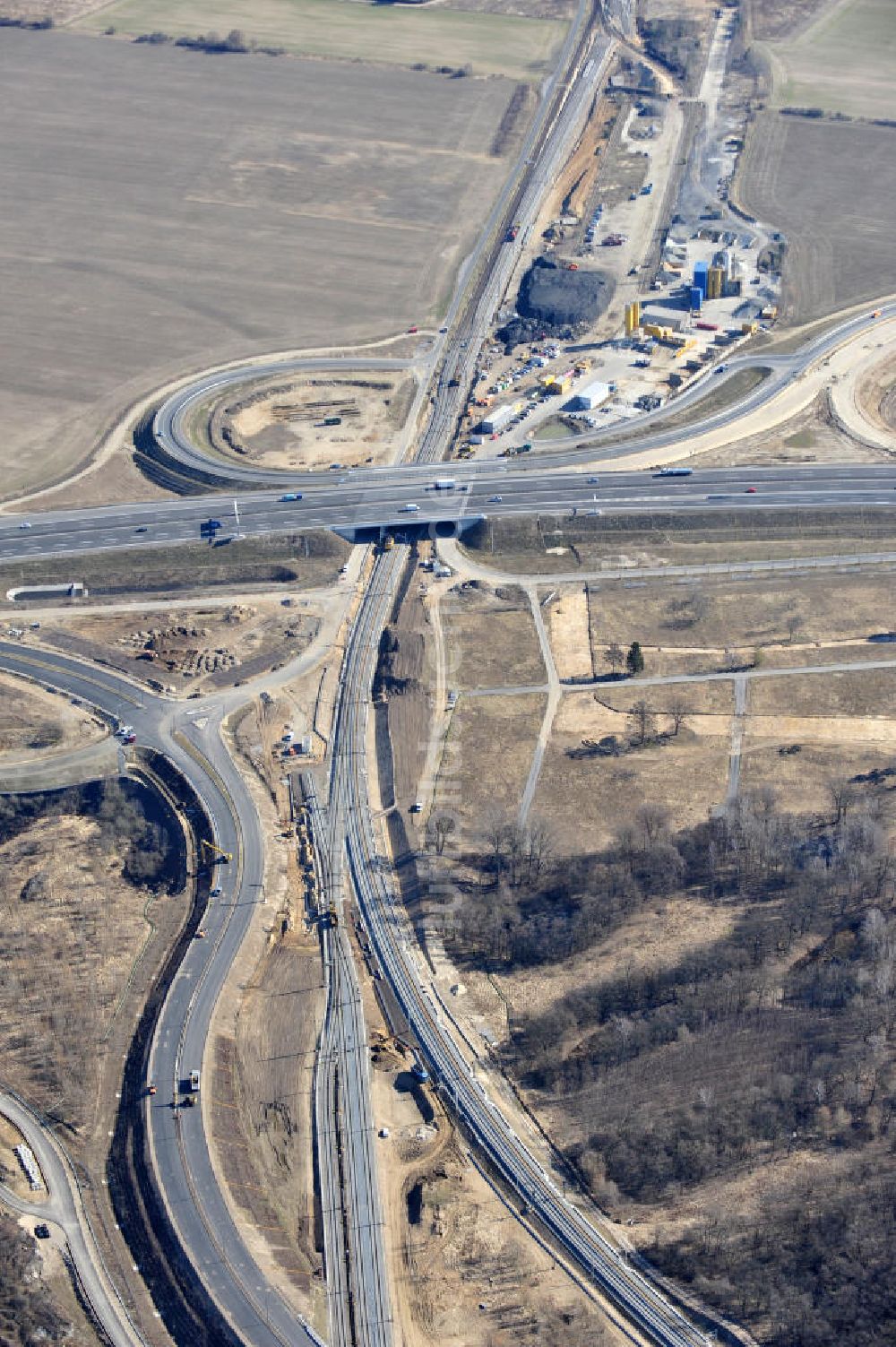 Luftaufnahme Waltersdorf - Baustelle A 113 Anschlusstelle Flughafen BBI in Waltersdorf