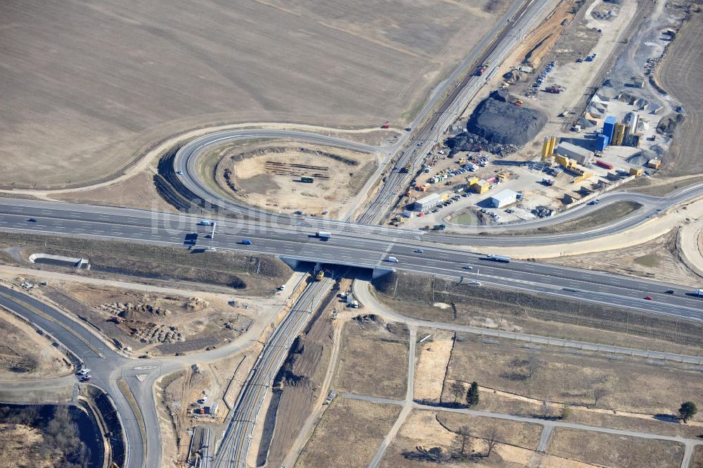 Waltersdorf von oben - Baustelle A 113 Anschlusstelle Flughafen BBI in Waltersdorf