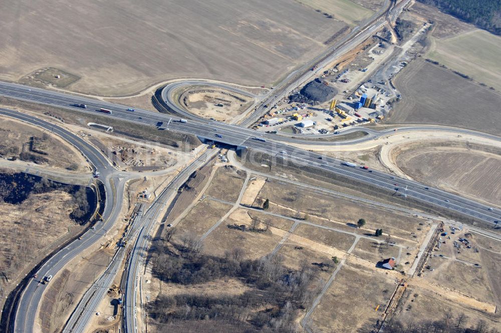 Waltersdorf aus der Vogelperspektive: Baustelle A 113 Anschlusstelle Flughafen BBI in Waltersdorf