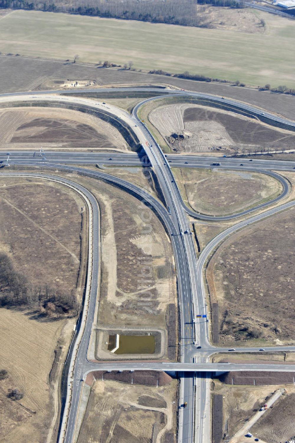 Waltersdorf von oben - Baustelle A 113 Anschlusstelle Flughafen BBI in Waltersdorf