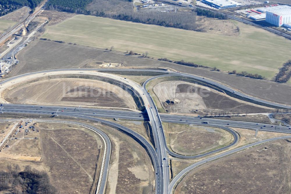 Waltersdorf aus der Vogelperspektive: Baustelle A 113 Anschlusstelle Flughafen BBI in Waltersdorf