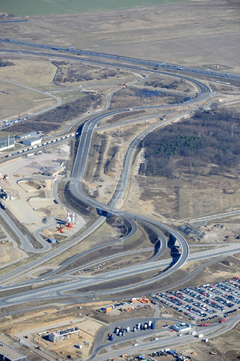 Luftaufnahme Waltersdorf - Baustelle A 113 Anschlusstelle Flughafen BBI in Waltersdorf