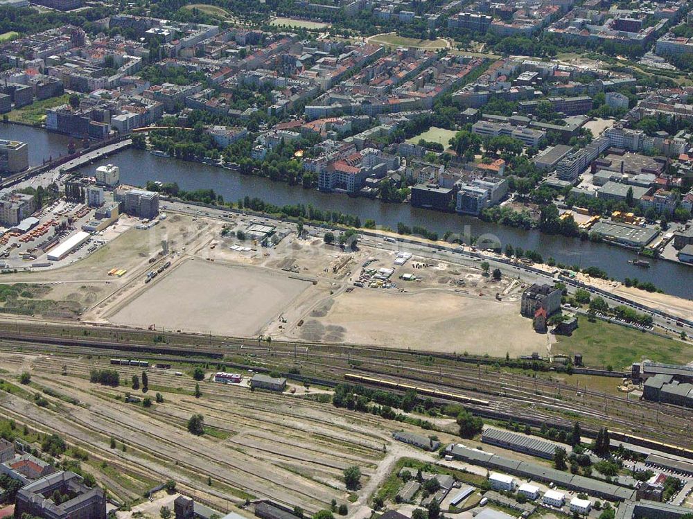 Luftaufnahme Berlin - Friedrichshain - Baustelle der Anschütz Arena in Berlin-Friedrichshain