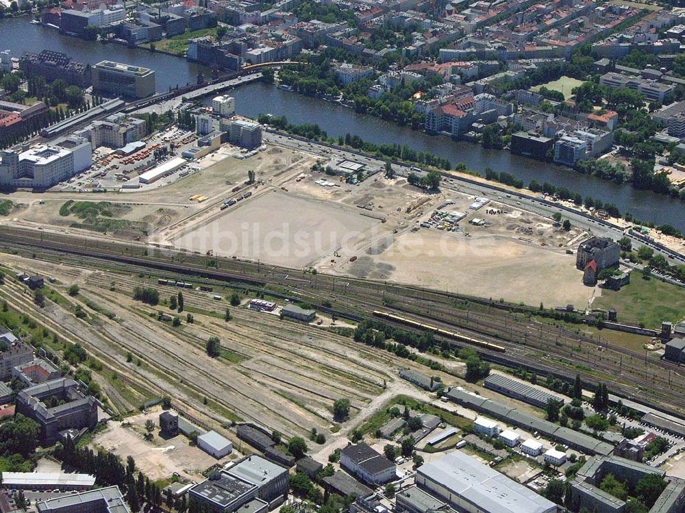 Luftaufnahme Berlin - Friedrichshain - Baustelle der Anschütz Arena in Berlin-Friedrichshain