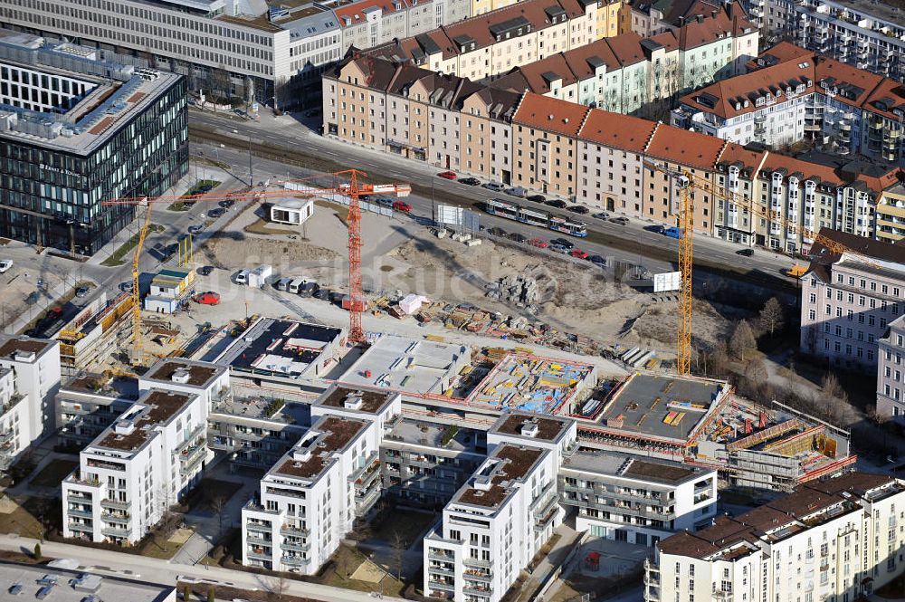 München aus der Vogelperspektive: Baustelle am Arnulfpark in München / Schwanthalerhöhe im Bundesland Bayern