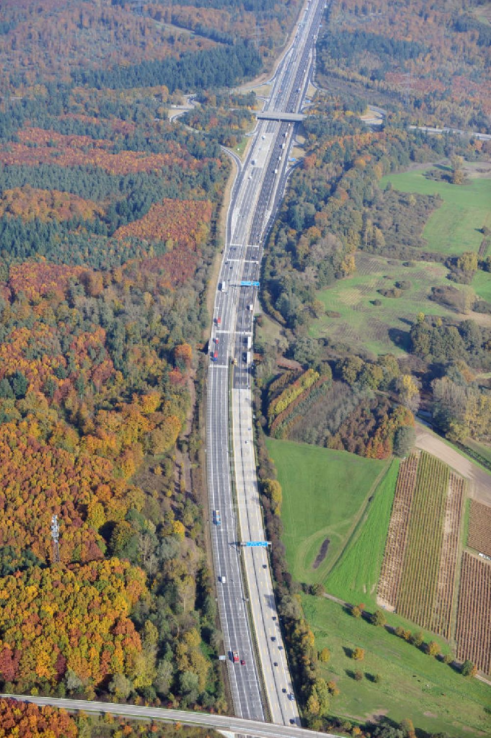 Sinzheim von oben - Baustelle Ausbau Autobahn A 5