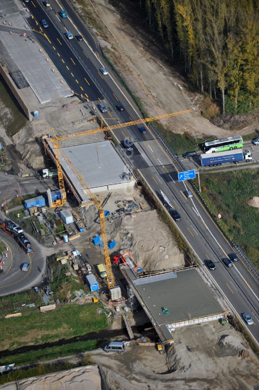 Achern von oben - Baustelle Ausbau Autobahn A 5