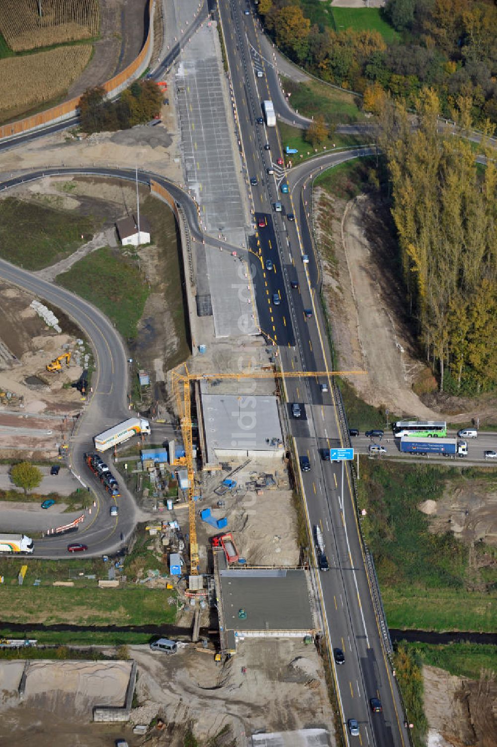 Achern aus der Vogelperspektive: Baustelle Ausbau Autobahn A 5