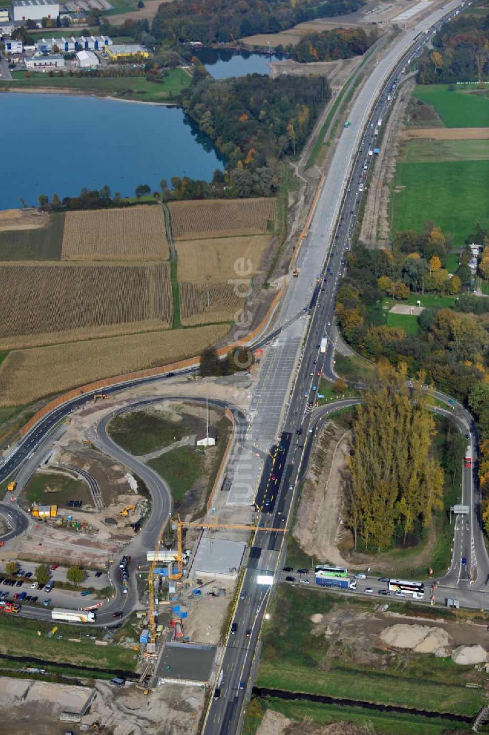 Luftbild Achern - Baustelle Ausbau Autobahn A 5