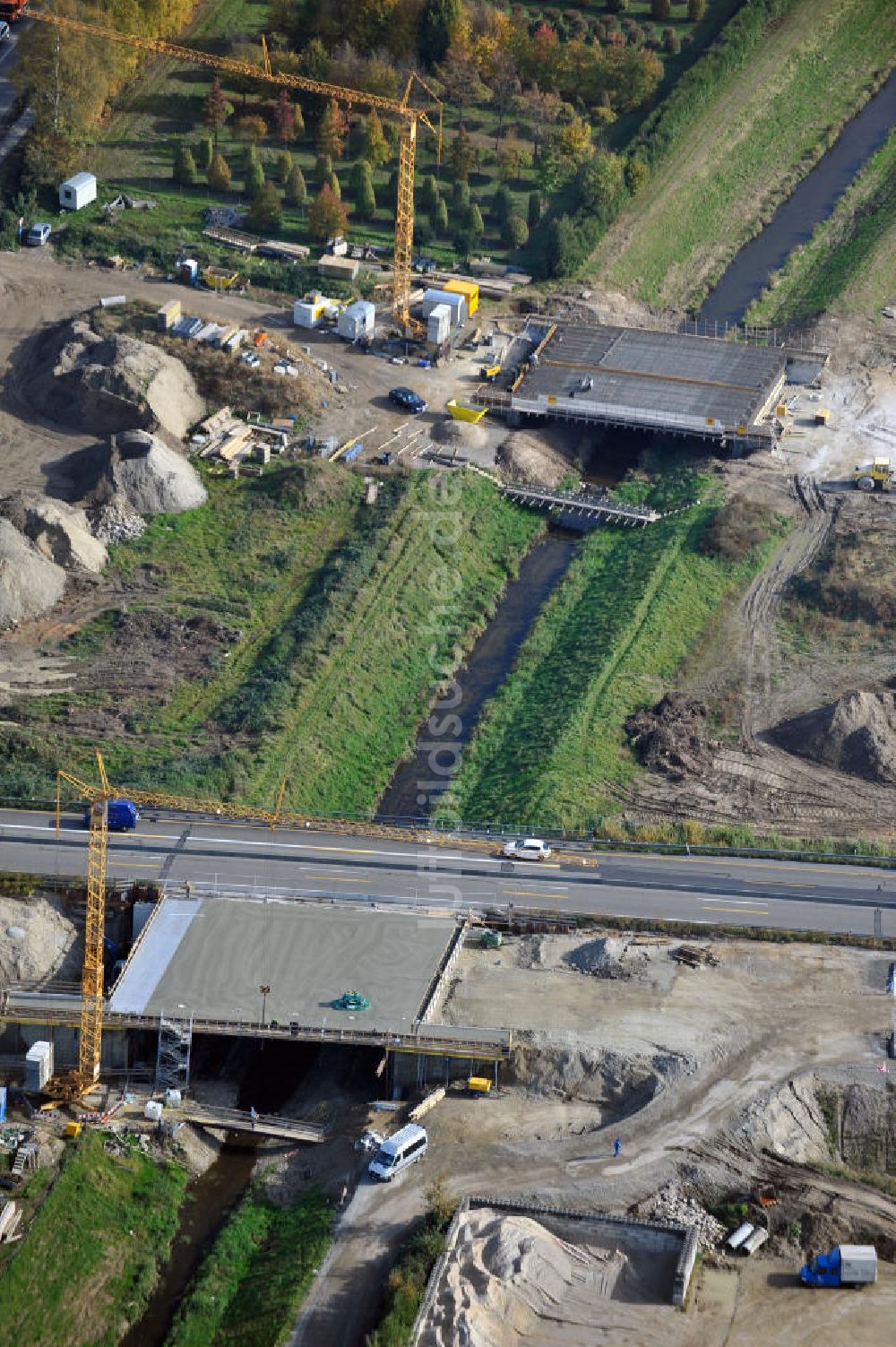 Luftbild Achern - Baustelle Ausbau Autobahn A 5