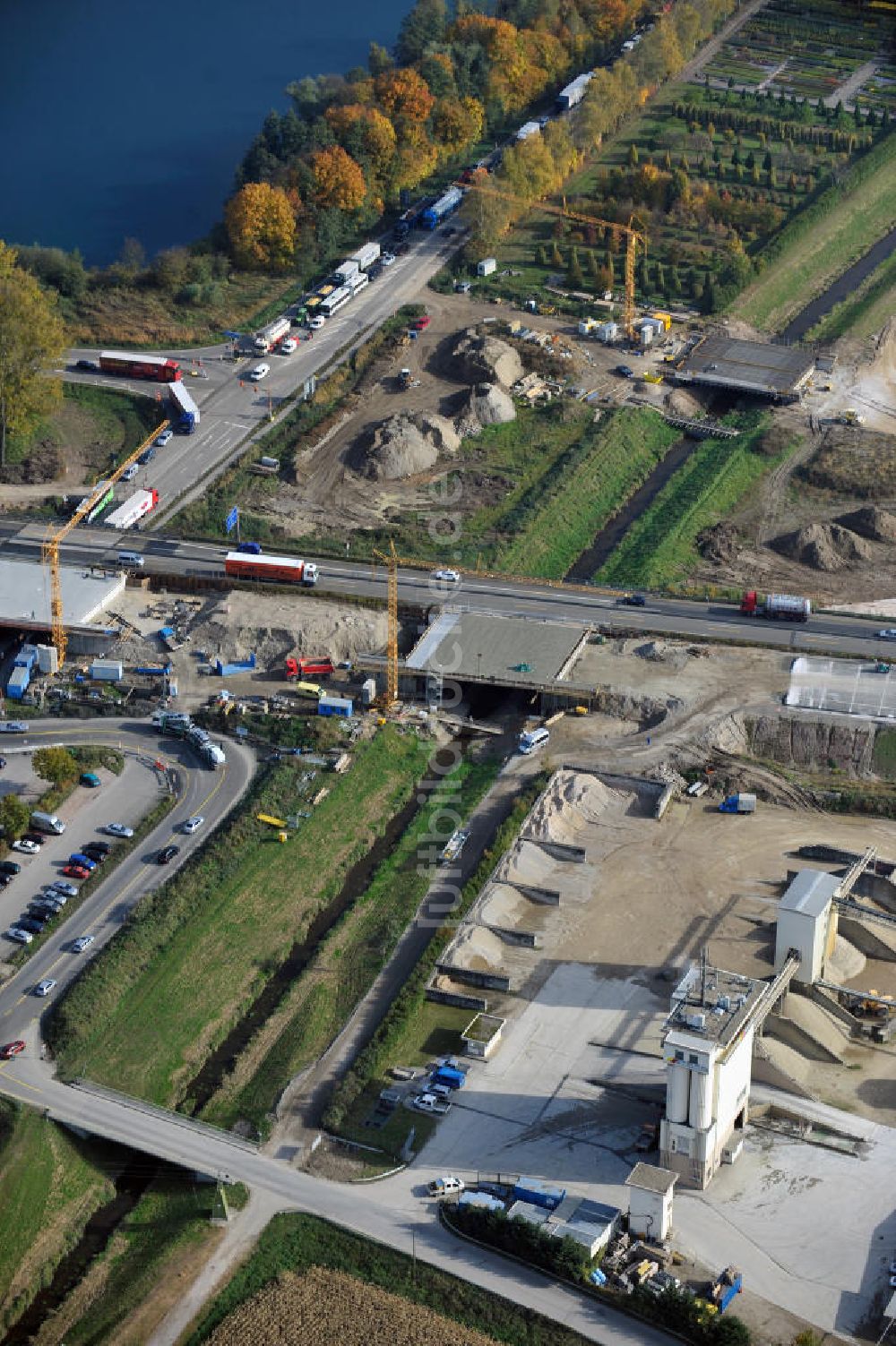 Luftaufnahme Achern - Baustelle Ausbau Autobahn A 5