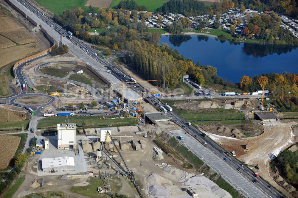 Achern von oben - Baustelle Ausbau Autobahn A 5