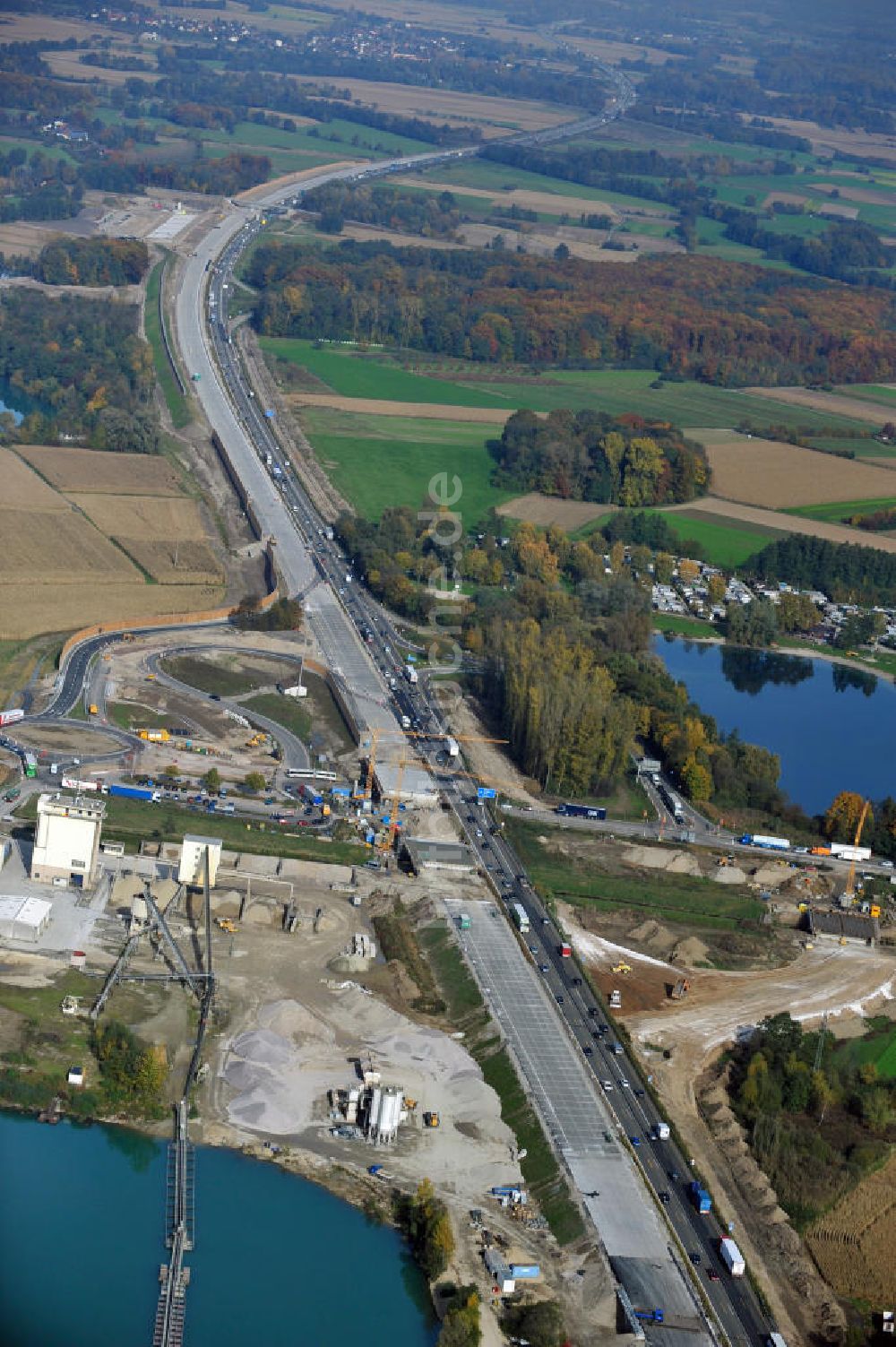 Luftaufnahme Achern - Baustelle Ausbau Autobahn A 5