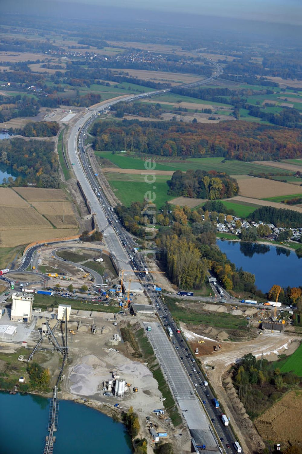 Achern von oben - Baustelle Ausbau Autobahn A 5