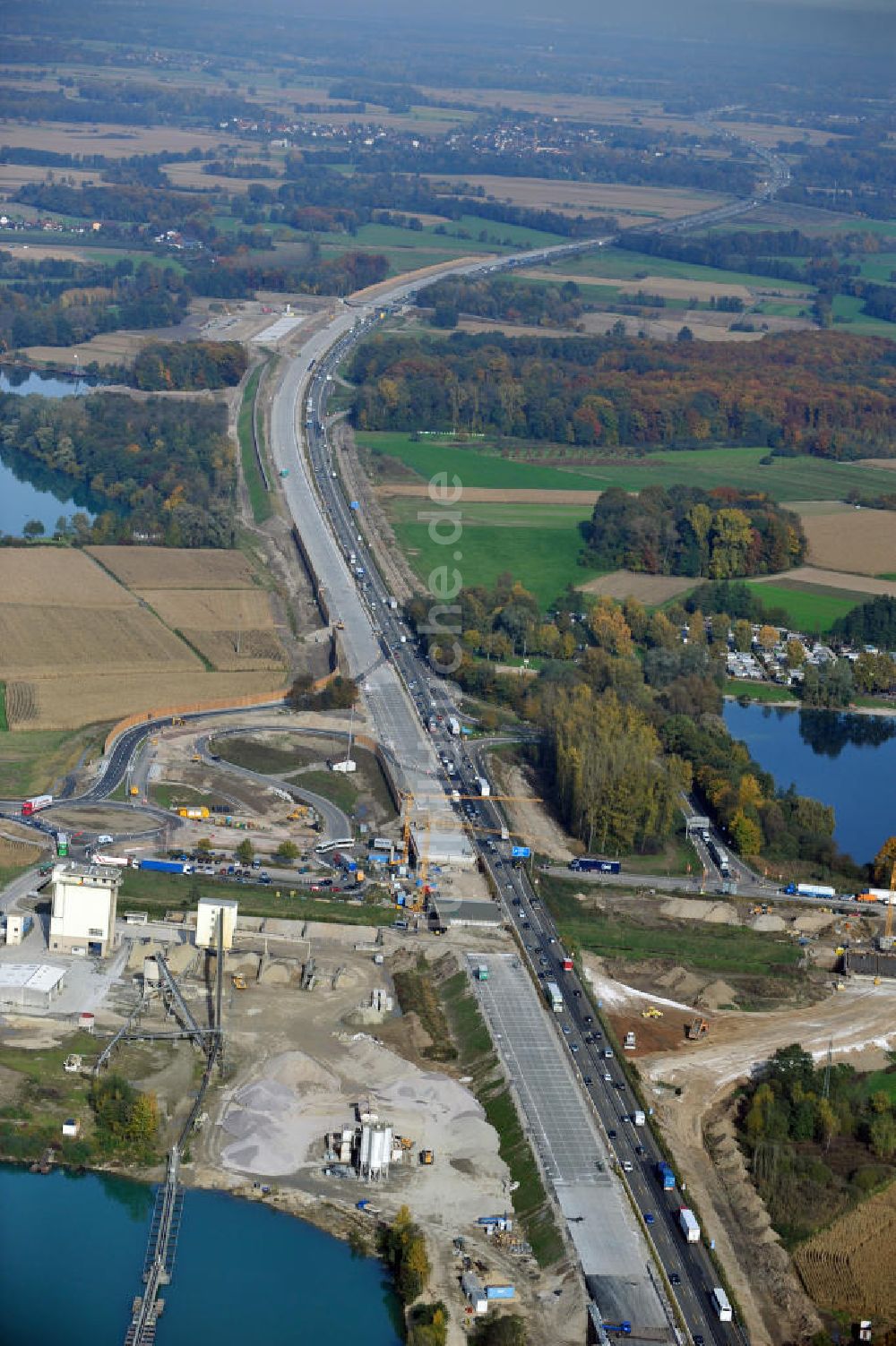 Achern aus der Vogelperspektive: Baustelle Ausbau Autobahn A 5