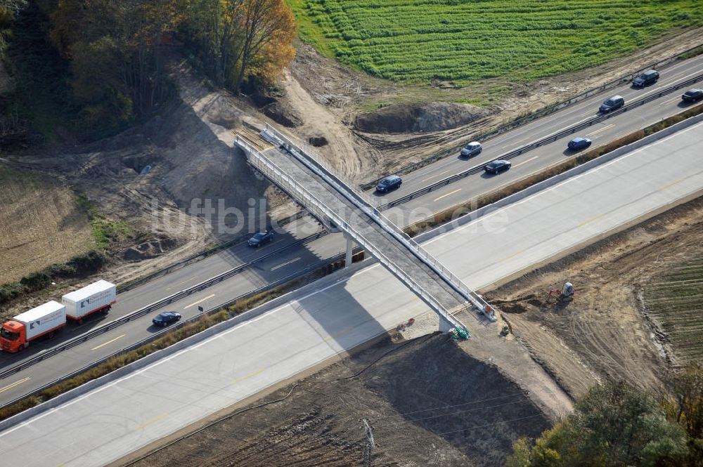 Achern von oben - Baustelle Ausbau Autobahn A 5