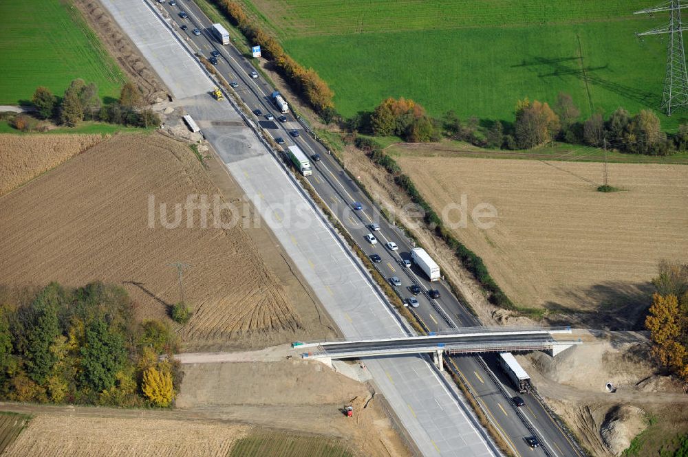 Achern von oben - Baustelle Ausbau Autobahn A 5