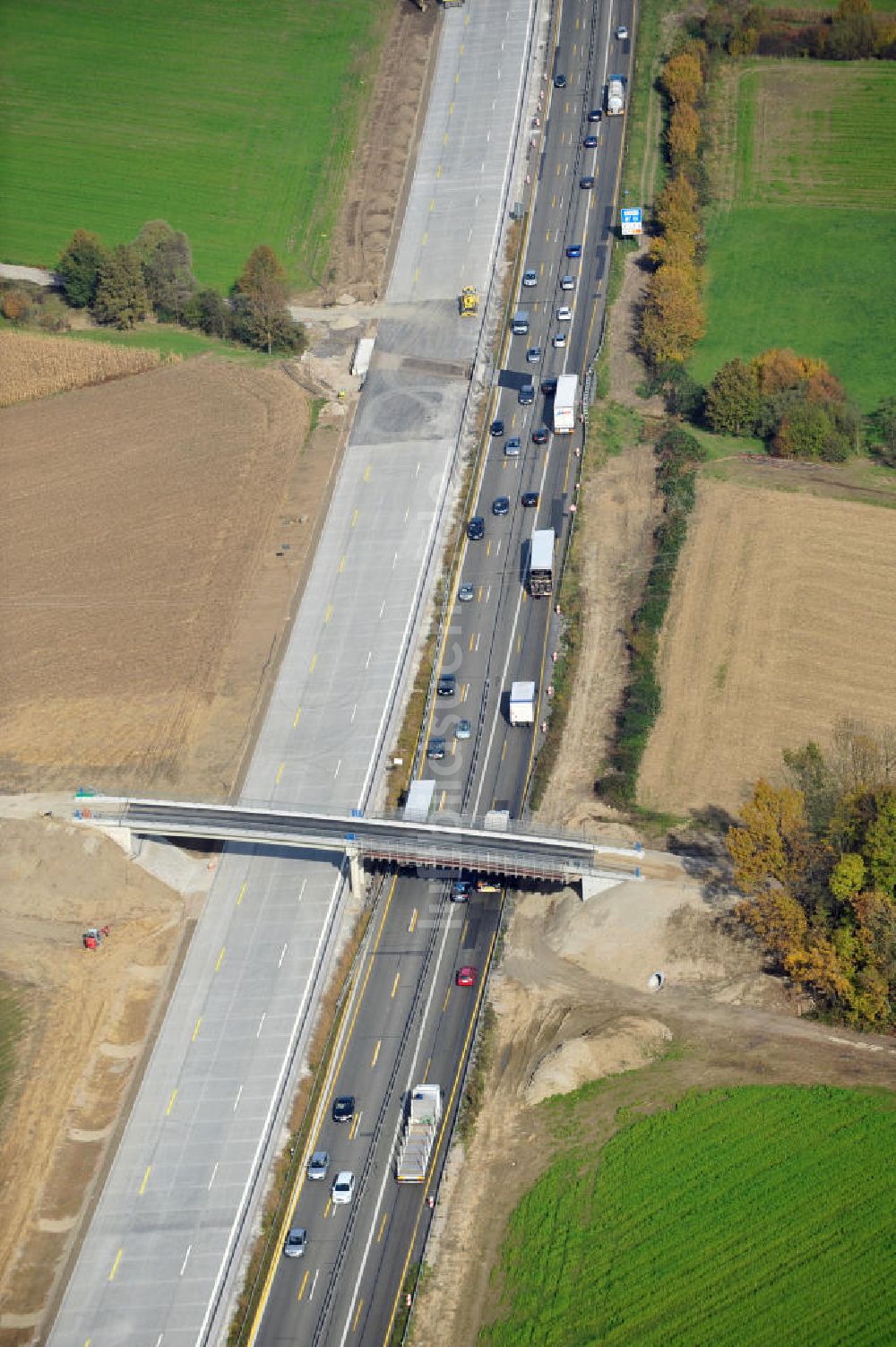 Luftbild Achern - Baustelle Ausbau Autobahn A 5