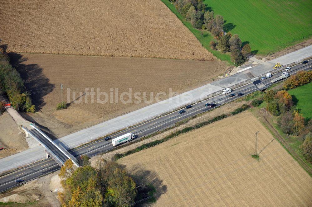 Achern von oben - Baustelle Ausbau Autobahn A 5