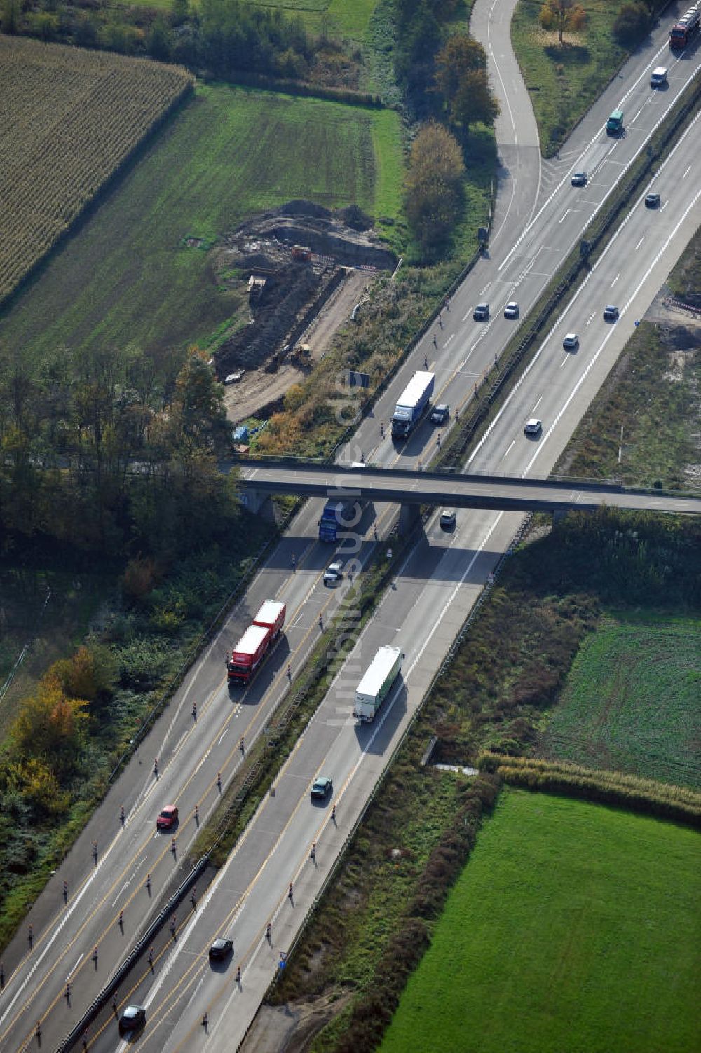 Achern aus der Vogelperspektive: Baustelle Ausbau Autobahn A 5