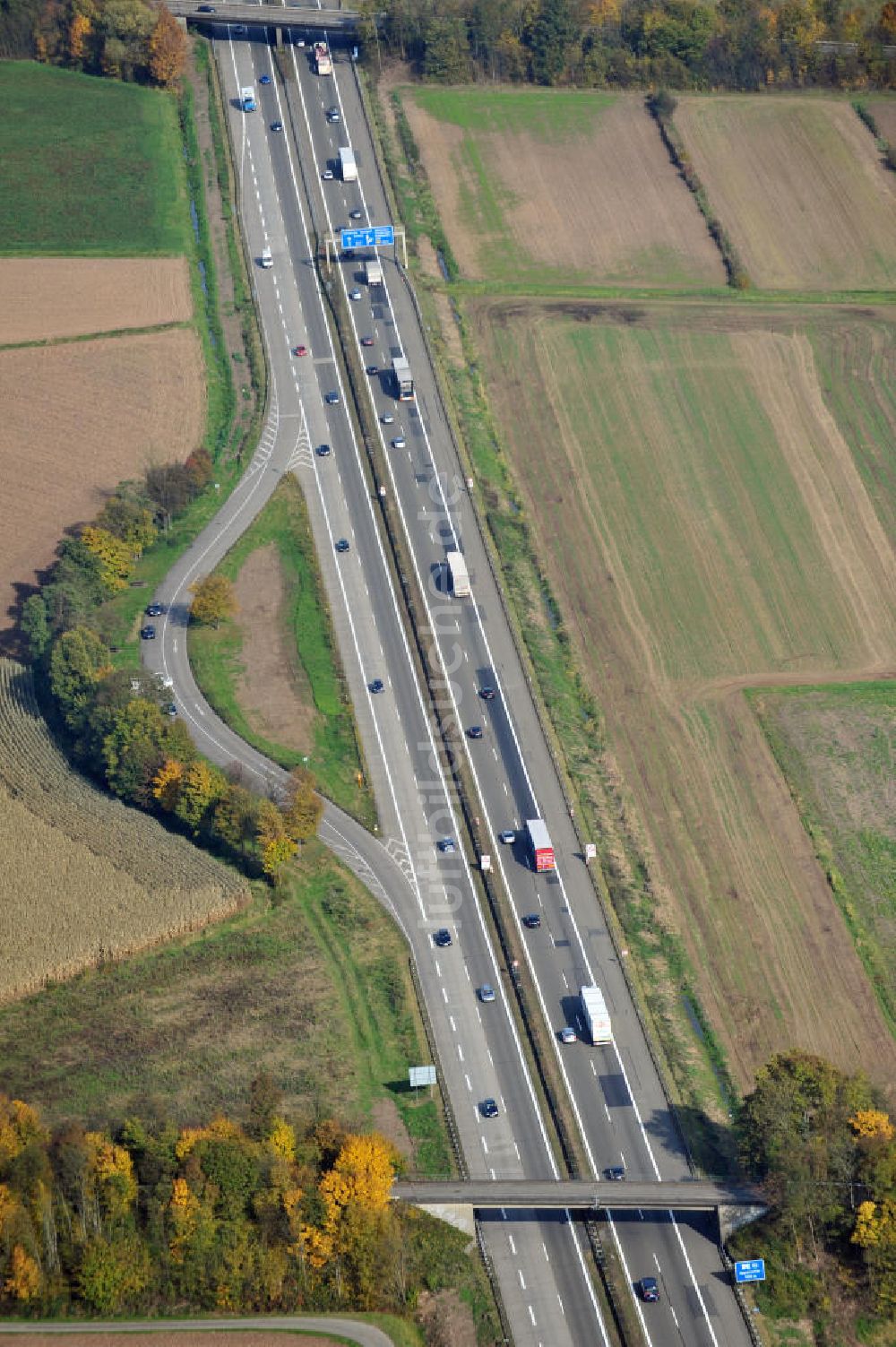 Appenweier von oben - Baustelle Ausbau Autobahn A 5