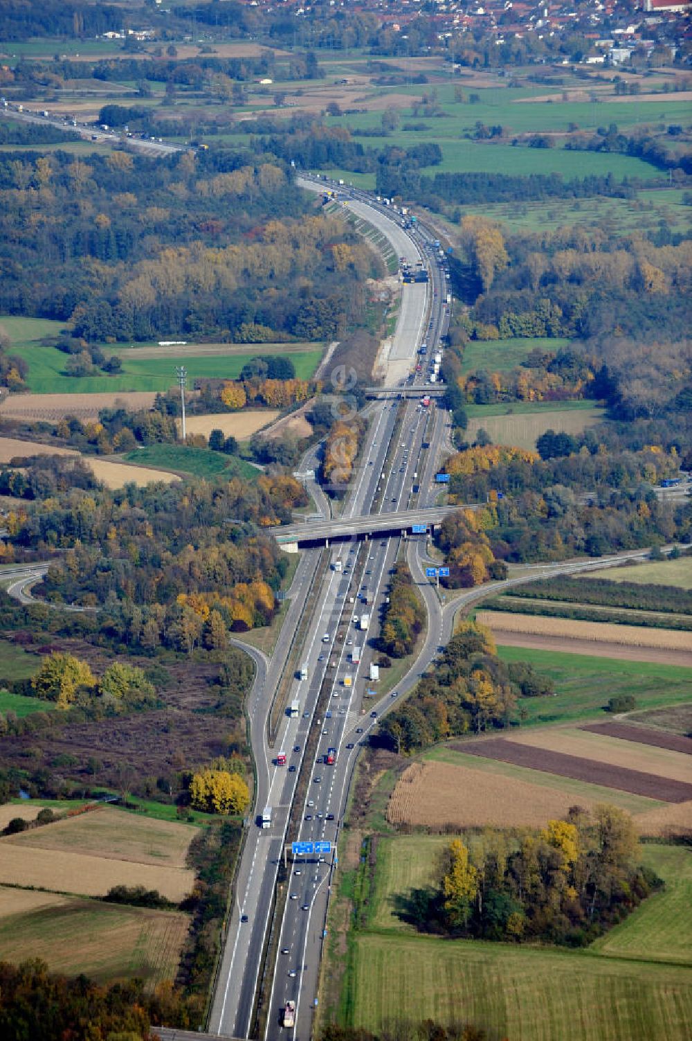 Luftbild Appenweier - Baustelle Ausbau Autobahn A 5