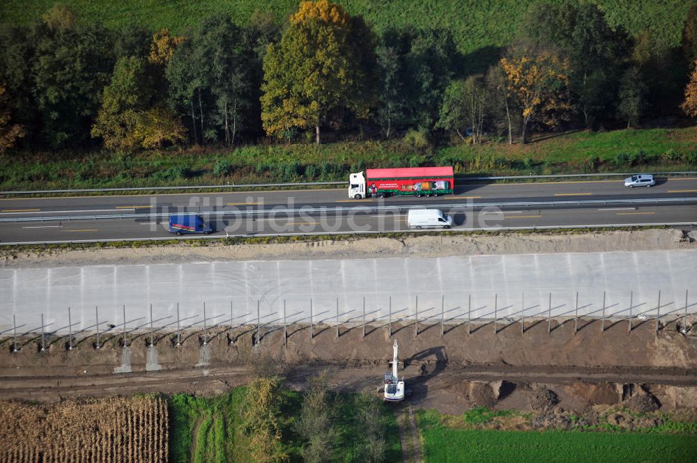 Luftaufnahme Bühl-Balzhofen - Baustelle Ausbau Autobahn A 5