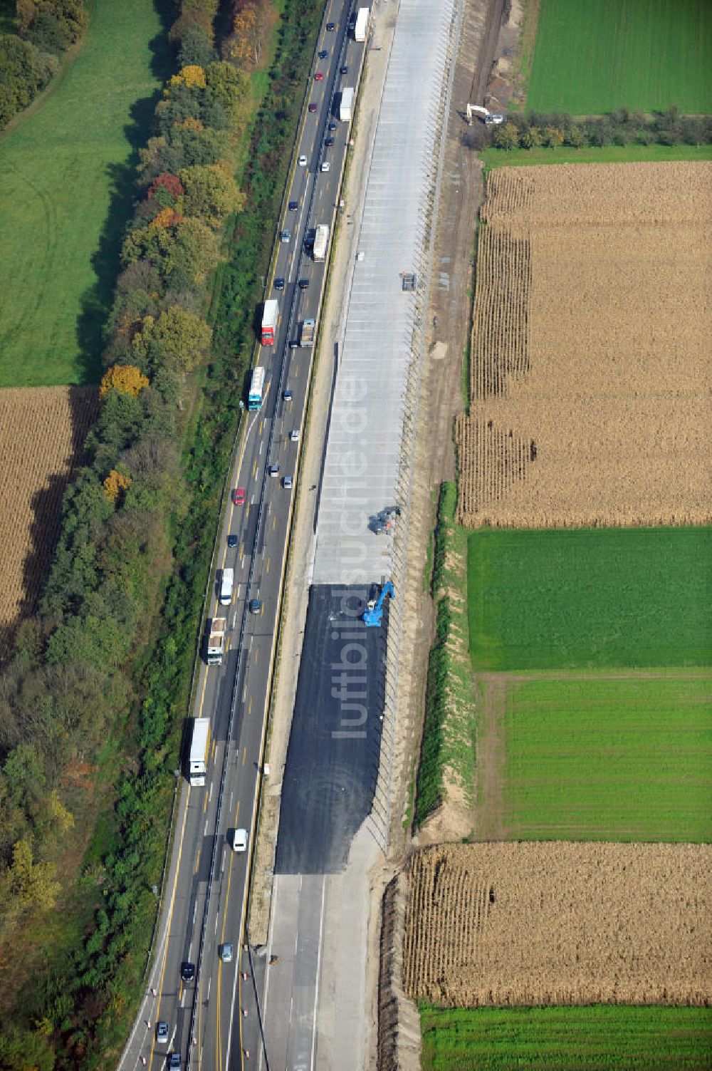 Bühl-Balzhofen aus der Vogelperspektive: Baustelle Ausbau Autobahn A 5