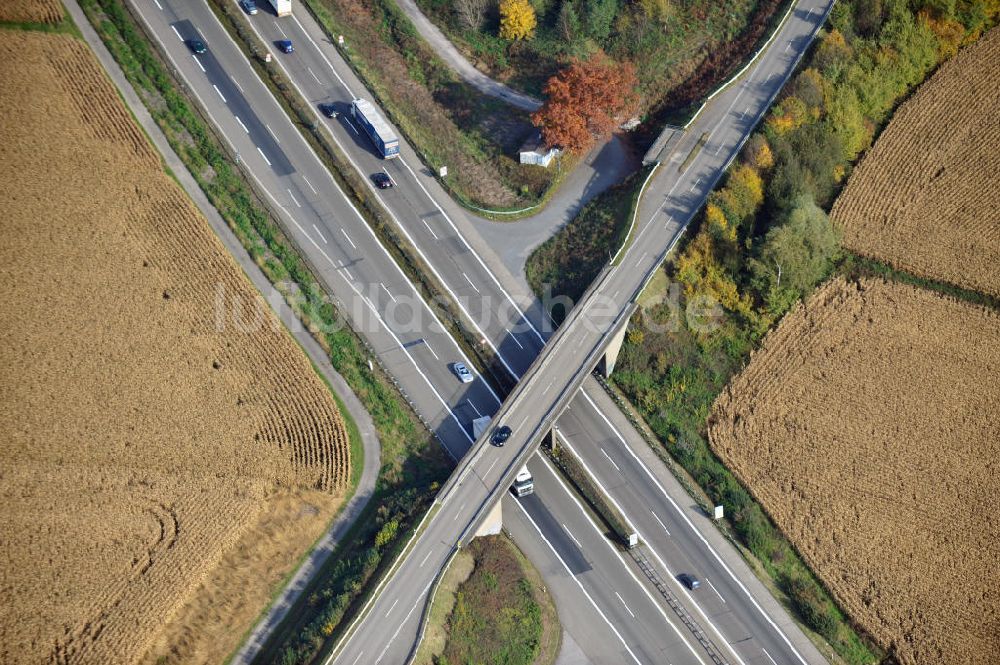 Luftaufnahme Bühl-Balzhofen - Baustelle Ausbau Autobahn A 5