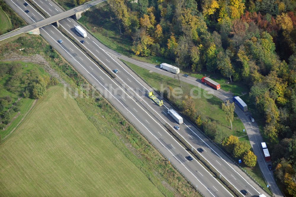 Butschbach-Hesselbach aus der Vogelperspektive: Baustelle Ausbau Autobahn A 5