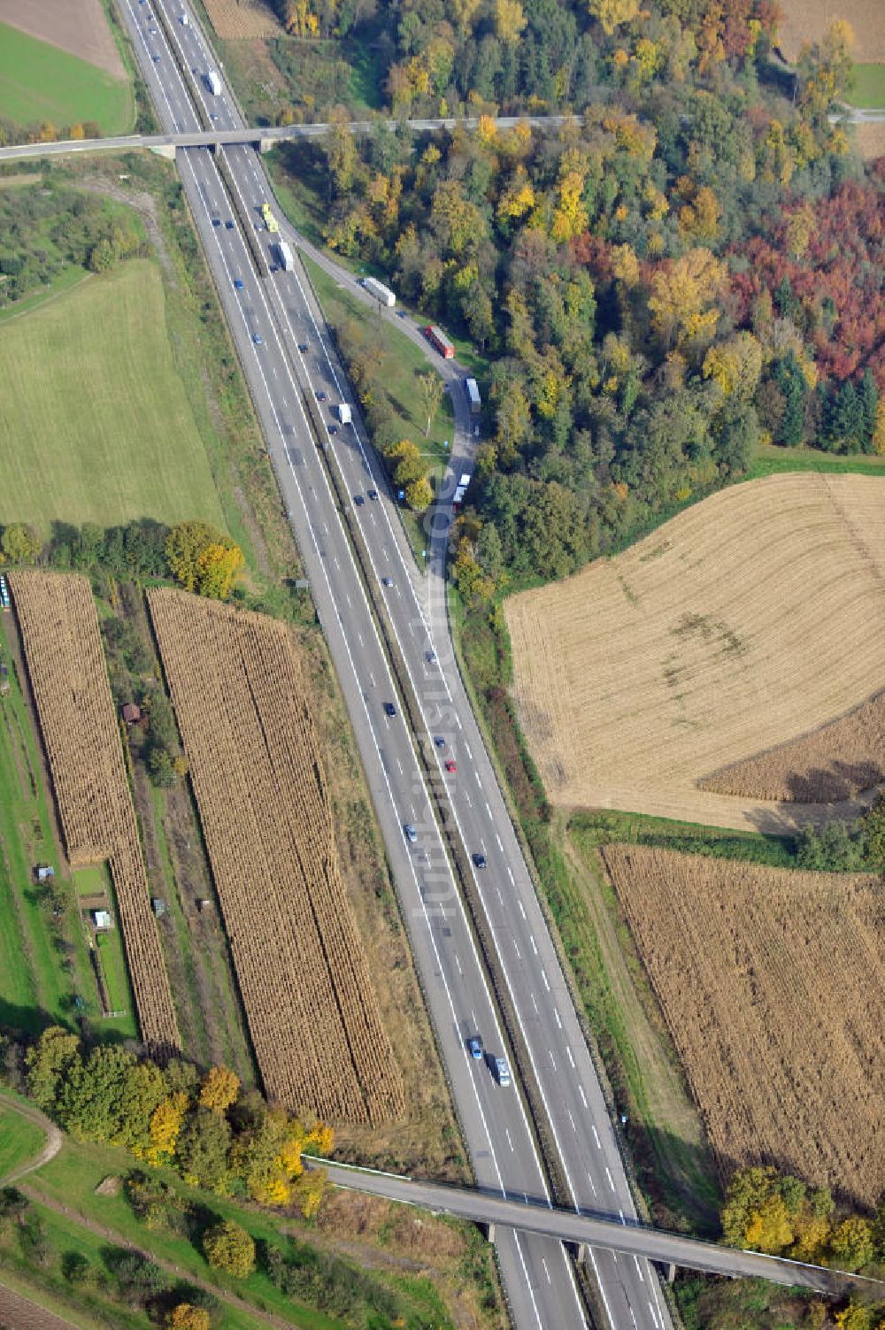 Luftbild Butschbach-Hesselbach - Baustelle Ausbau Autobahn A 5