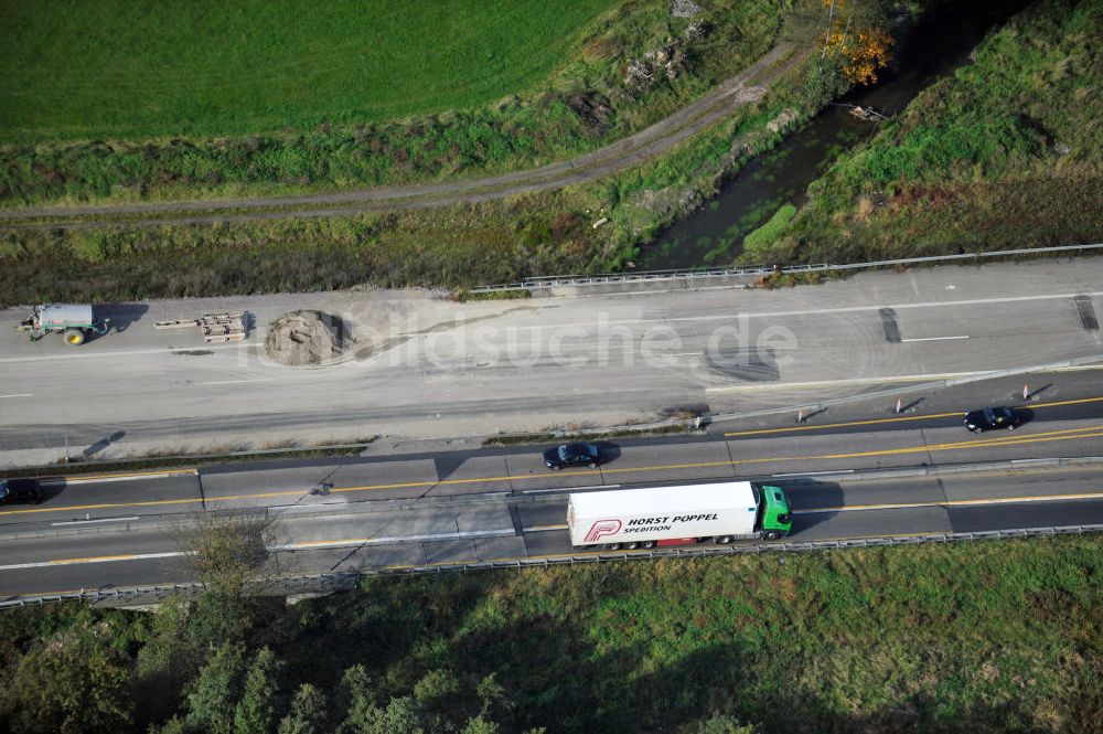 Butschbach-Hesselbach aus der Vogelperspektive: Baustelle Ausbau Autobahn A 5