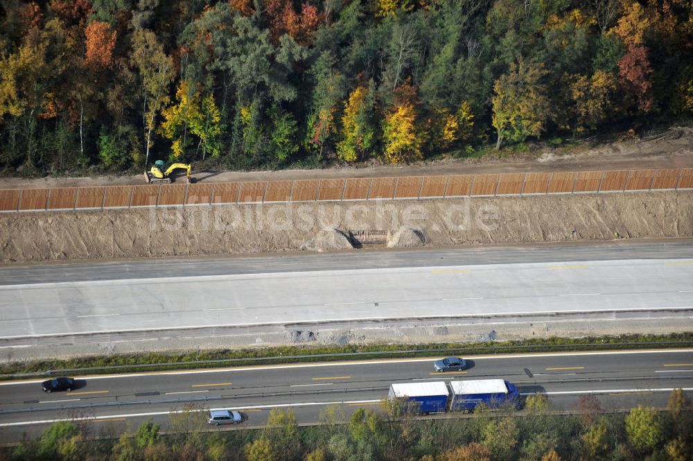 Butschbach-Hesselbach von oben - Baustelle Ausbau Autobahn A 5