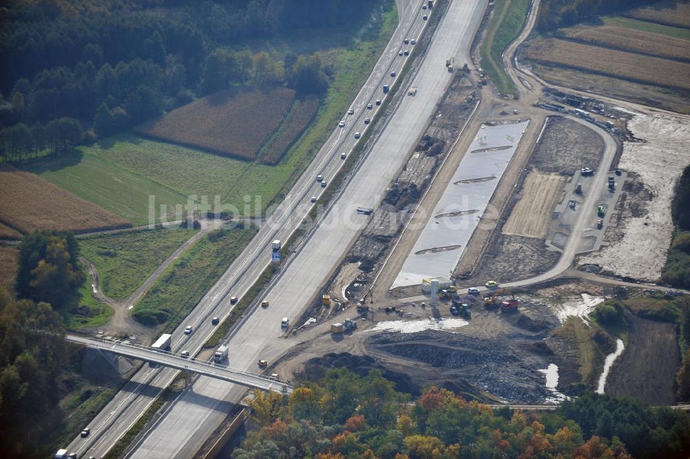 Luftaufnahme Butschbach-Hesselbach - Baustelle Ausbau Autobahn A 5