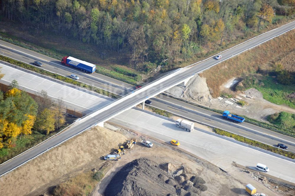 Butschbach-Hesselbach aus der Vogelperspektive: Baustelle Ausbau Autobahn A 5