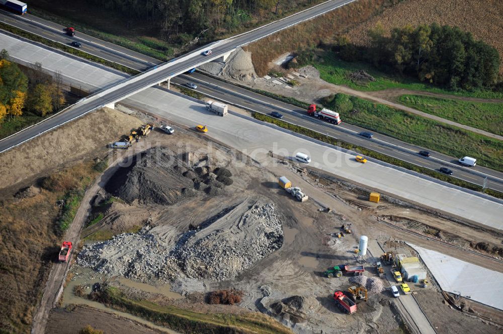 Luftbild Butschbach-Hesselbach - Baustelle Ausbau Autobahn A 5