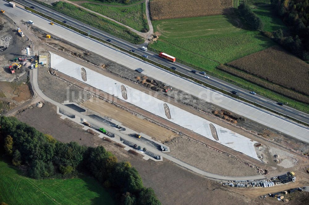 Butschbach-Hesselbach von oben - Baustelle Ausbau Autobahn A 5