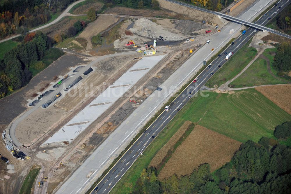 Luftaufnahme Butschbach-Hesselbach - Baustelle Ausbau Autobahn A 5