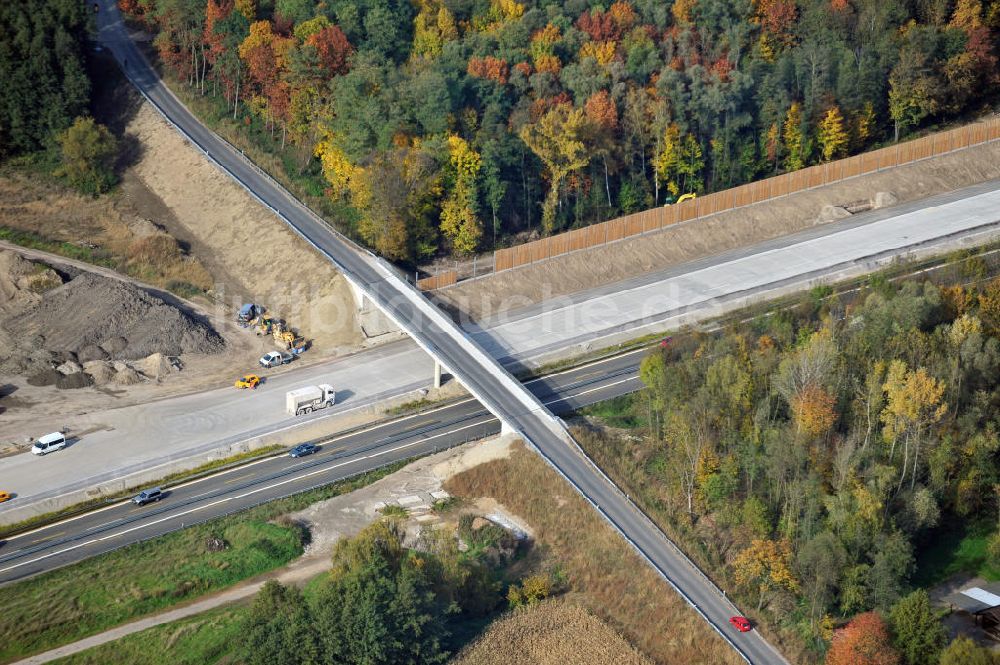 Butschbach-Hesselbach aus der Vogelperspektive: Baustelle Ausbau Autobahn A 5